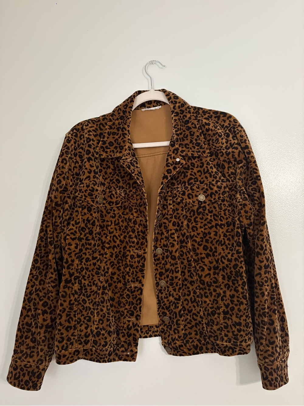 Jones New York Leopard Print Velvet Jean Jacket in Brown and Black